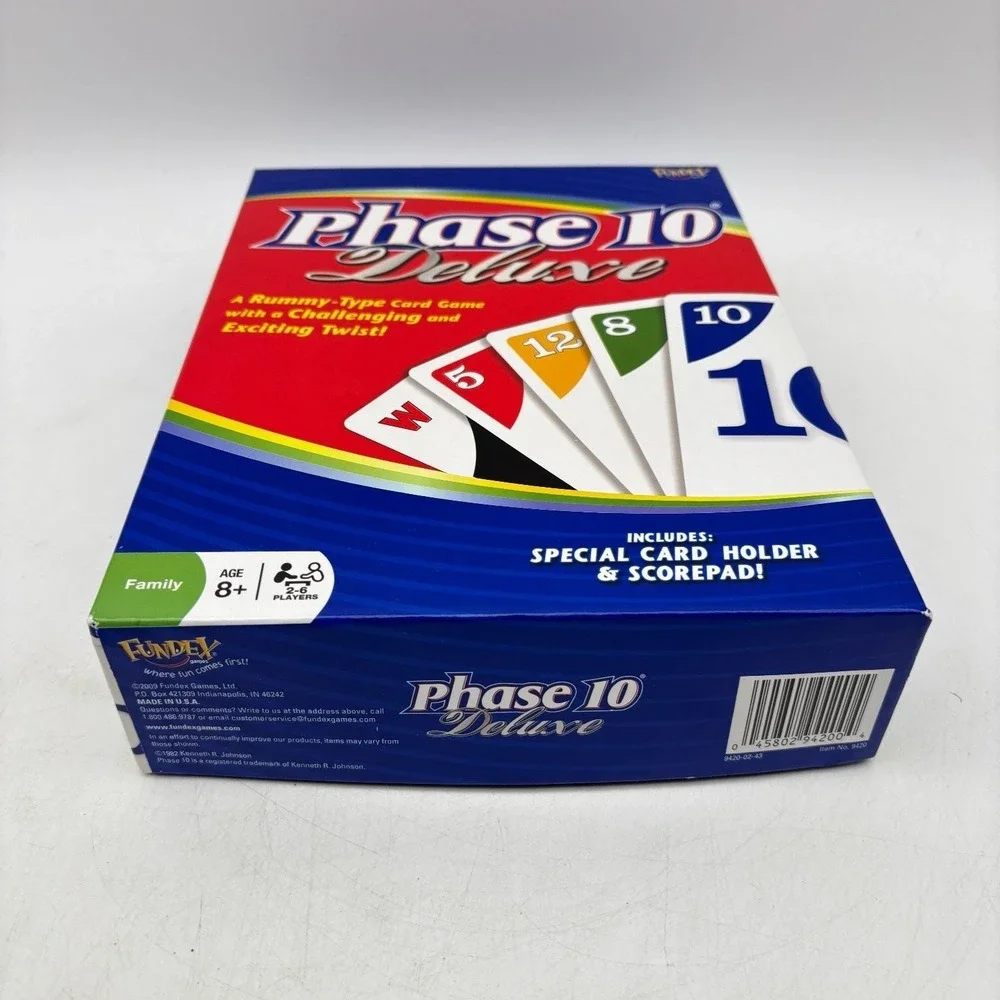 Phase 10 Deluxe Card Game Fundex Special Card Holder Scorepad COMPLETE